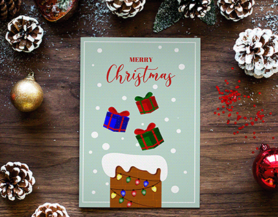 Christmas card in flat's style