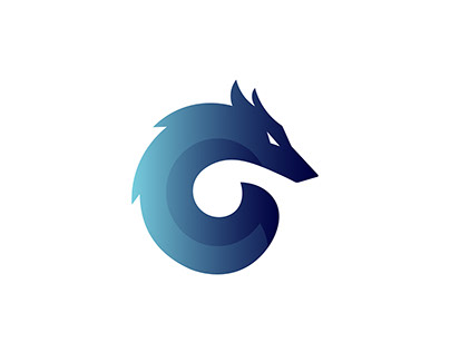 Letter C with Wolf head logo design