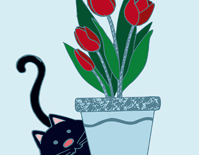 Gatito tulipan