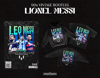Lionel Messi - 90s Vintage Retro Bootleg Tee Designs
