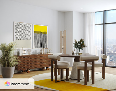 Virtual staging Dining room Mid-Century Modern style