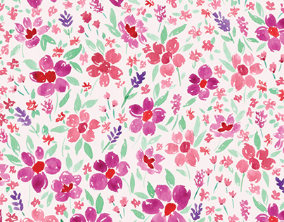 Watercolor Ditzy Floral Pattern