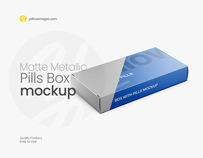 Matte Metallic Pills Box Mockup - Halfside Vie