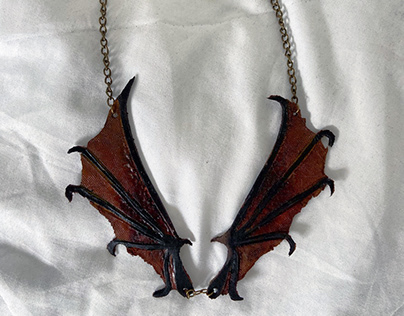 Leather Hand Design Necklace - Dragon
