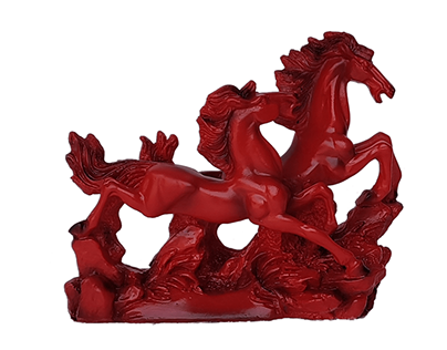 Red/Cherry Running Horses, Red Horse Statue for Vastu