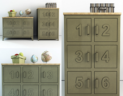 Pottery Barn Kids, Metal and Wood Numbers Cabinet