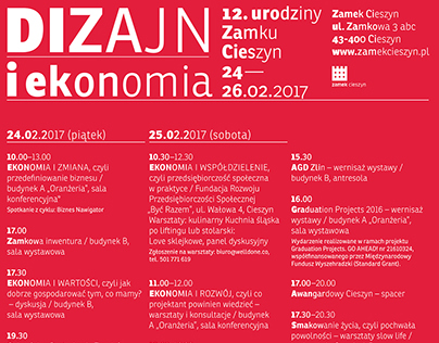 Poster of 12th birthday of Zamek Cieszyn design center