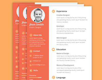Free PSD for Clean CV/Resume Template