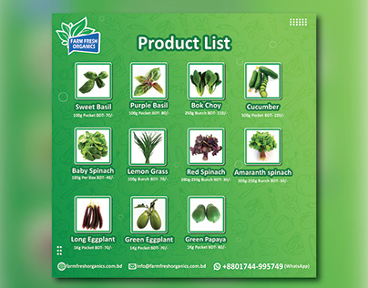 Farm Fresh Product List Design