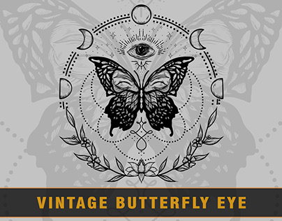 Butterfly eye vintage dark art illustration design
