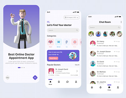 Onboarding, Home & Chat Screen- Doctor Appointment App