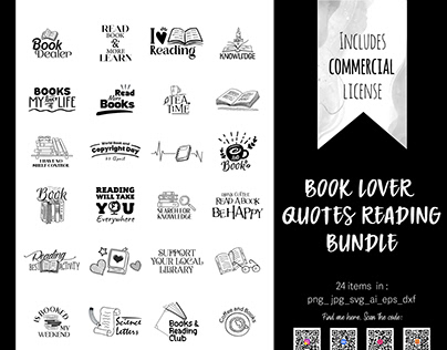 Book Lover Quotes Bundle, PNG-JPG-SVG-pdf-ai-eps-xdf