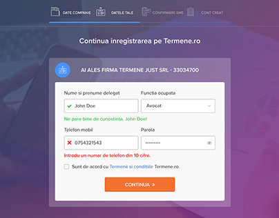Registration Form termene.ro [Desktop]