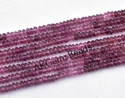 Natural Pink Tourmaline Faceted Rondelle Gemstone Beads