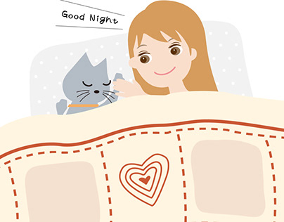 illustration  sleep with pets, waking up with pets