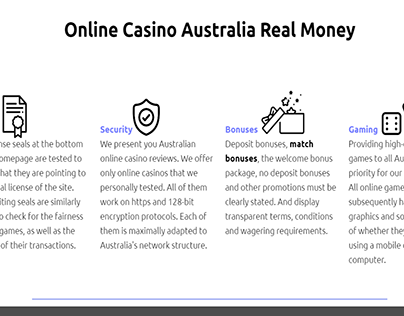 Important sections of the online casino's web sites