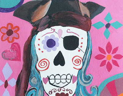 Day of the Dead Lady Pirate- Acrylic- August 2019