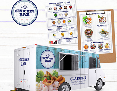 Ceviches Bar Logo, Menu & food truck wrap