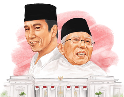 Digital Illustration of Mr. Jokowi and Mr. Ma'ruf Amin