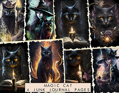 Black Cat Junk Journal Pages