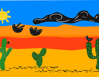 illustration of Desert landscape Northwest - Brazil
