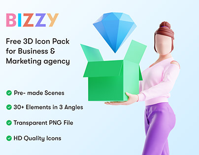 Free 3D Icon Pack for Business & Marketing | Bizzy