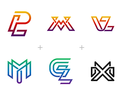 Letter PL, MV, VZ, MY, GZ, MX monogram logo