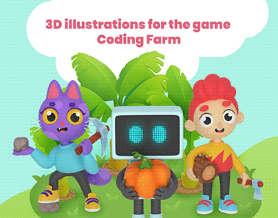 3D illustrations for the game Coding Farm