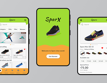 Sparx shoe app screens