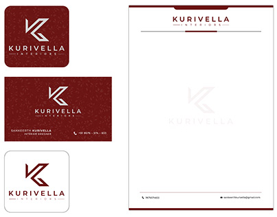 Kurivella Interiors (Logo, Visiting Card & Letter Head)