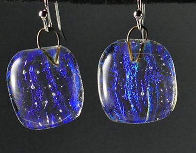 Shop Deep Blue Dichroic Glass Earrings
