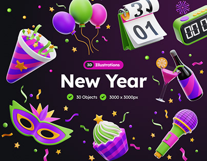 3D New Year Illustrations
