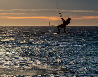 Kiteboarders in action