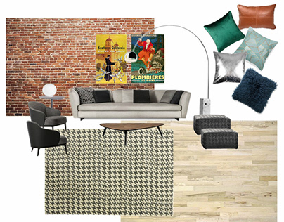 eclectic living room moodboard