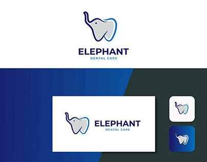 Elephant dental care logo design. Elephant teeth logo