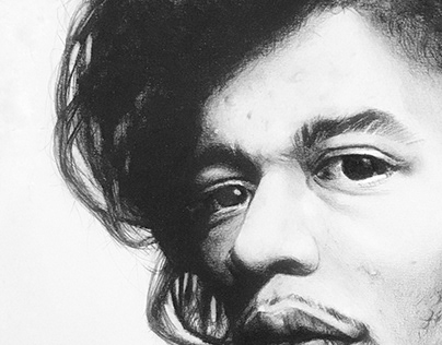 Retrato a lápiz de Jimi Hendrix