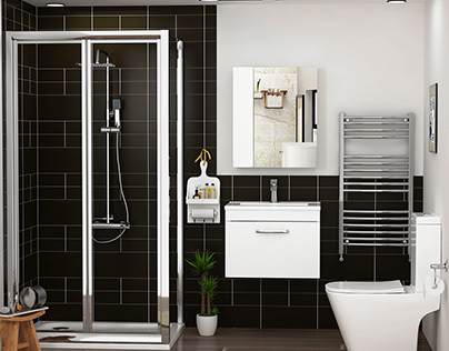 Bi-fold Shower Door Suite With WH Vanity & Toilet