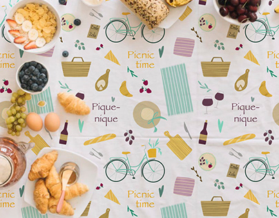 French picnic. Pattern. Stickers.