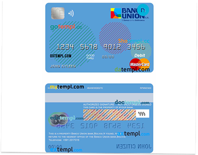 Bolivia Banco Union bank mastercard debit card