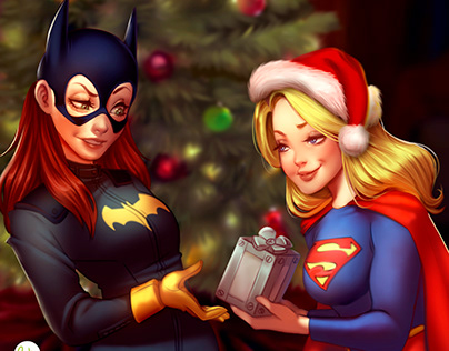 Batgirl and Supergirl Xmas
