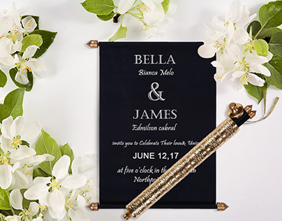 Royal Scroll Wedding Invitation Cards