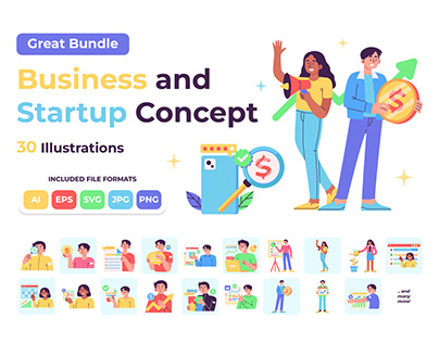 Business and Startup Concept Vector Illustration