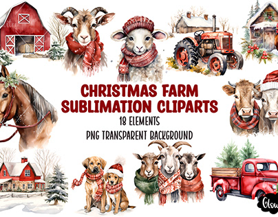 Christmas Farm sublimation cliparts