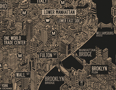 New York City map illustration drawing