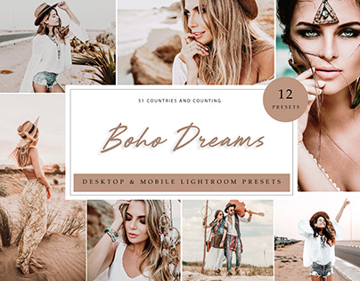 Boho Dreams Lightroom Presets Pack, Fashion Presets
