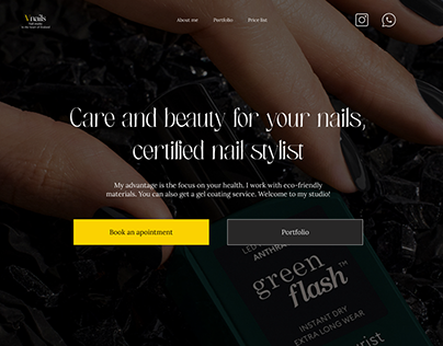 Landing page for nail stylist