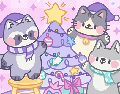 Purple Christmas Illustration (Thanks Card)