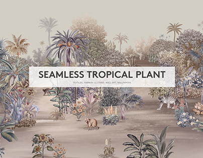Seamless tropical plant mural