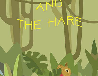 Book cover illustration for the tortoise and the hare.