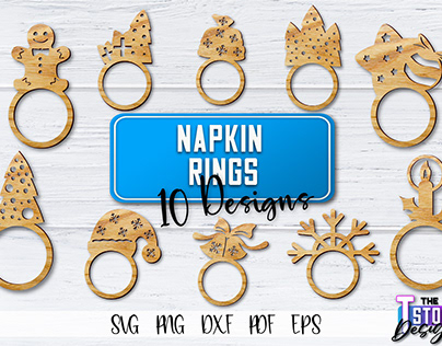 Laser Cut Napkin Rings SVG Bundle | Christmas Design